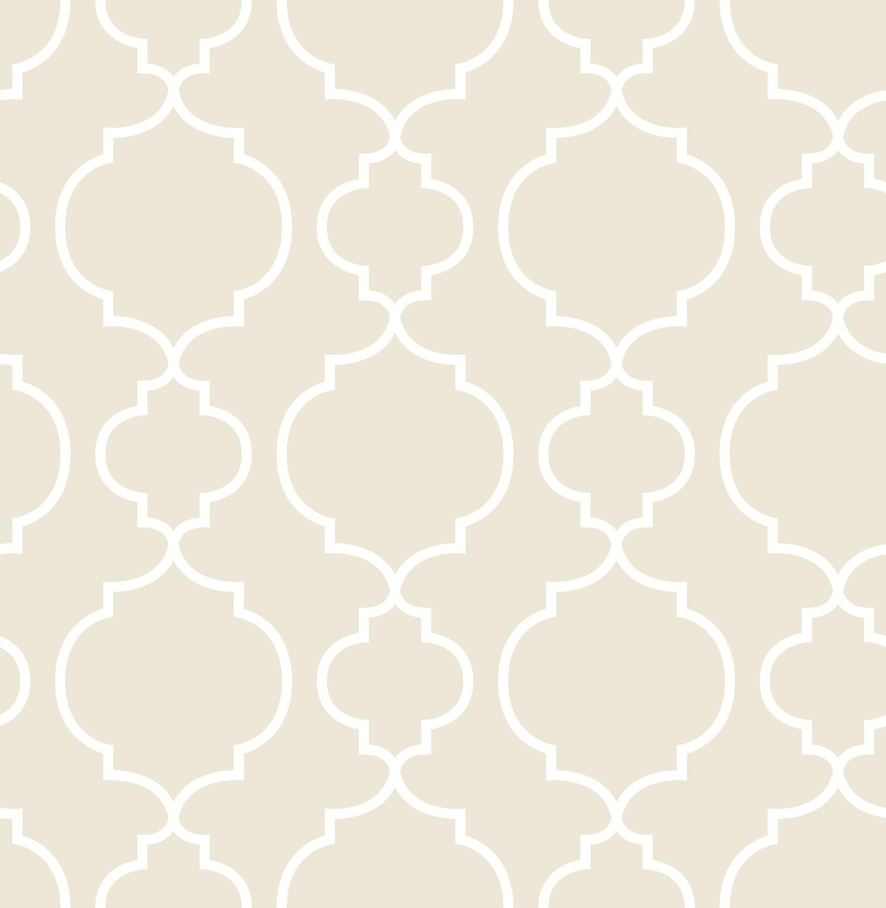 BHF FD22260 Ami Desiree Purple/Neutral Quatrefoil Wallpaper, Taupe