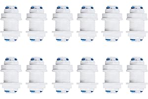 JBTOZIUY 1/4" RO Water Tube Bulkhead Connector Push Quick Connect for RO Water Reverse Osmosis System (Pack of 12) (white)