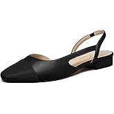Athlefit Slingback Flats for Women Square Pointed Toe Two Toned Flats Wedding Pumps for Women