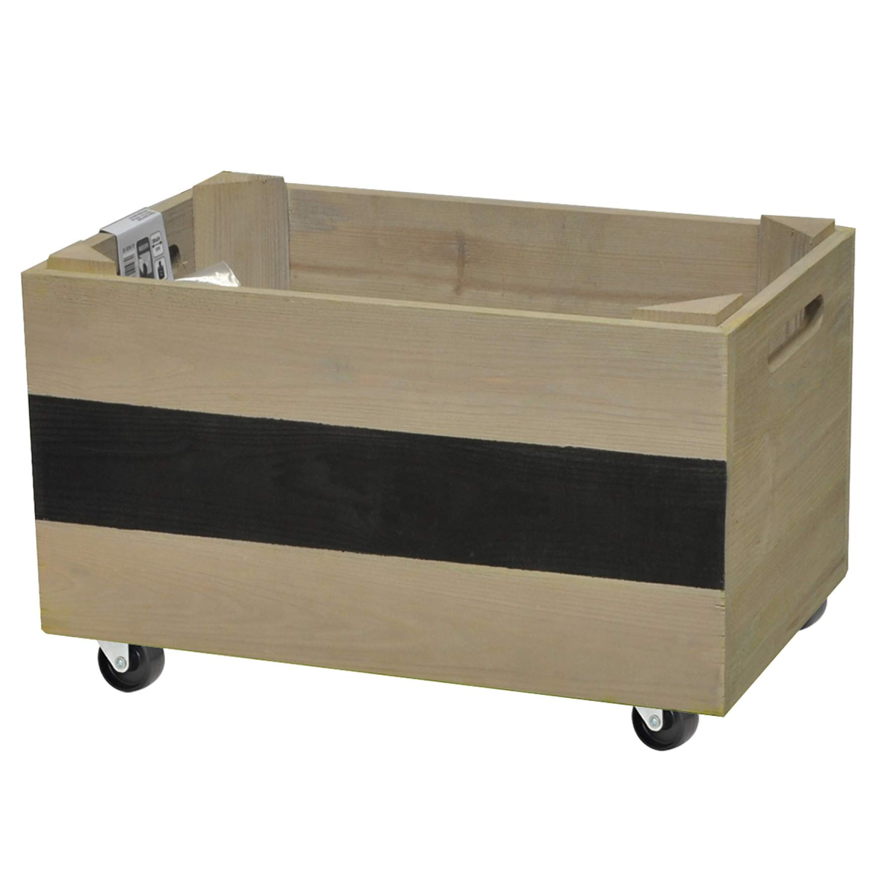 WAGNER GreenFAMILY - Mobile plant bed - HerbBOX - coniferous wood, solid wood, FSC®, taupe, 39 x 24 x 20 cm, 4 castors, labelling field, load capacity 50 kg - 25023001