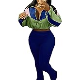 PUXOBYKU Women's 2 Piece Tracksuit Fall 2025 Long Sleeve Zip Up Jacket Flared Leggings Outfits Jogger Sweatsuit Sets