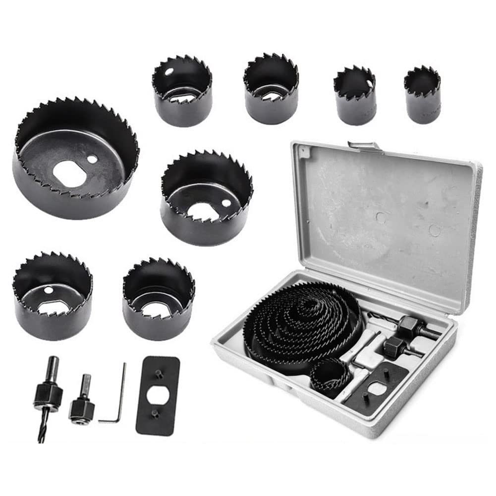 Photo 1 of 16Pcs Hole Saw Kit Including 3/4”-5” (19-127mm) Universal Hole Saw Blades, Mandrels, Drill Bits, Installation Plate, Hex Key for Woodworking