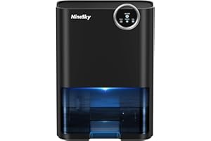 NineSky Dehumidifier for Home,70oz Water Tank, Dehumidifier for Bedroom, Bathroom with 5 Colors Lights,Auto Shutoff(H3 Black)