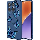 HTXWXJC Phone Case for Xiaomi 15 Case, Shockproof Flexible Bumper TPU Soft Case Butterfly Pattern Phone Cover for Xiaomi 15 Blue Butterfly