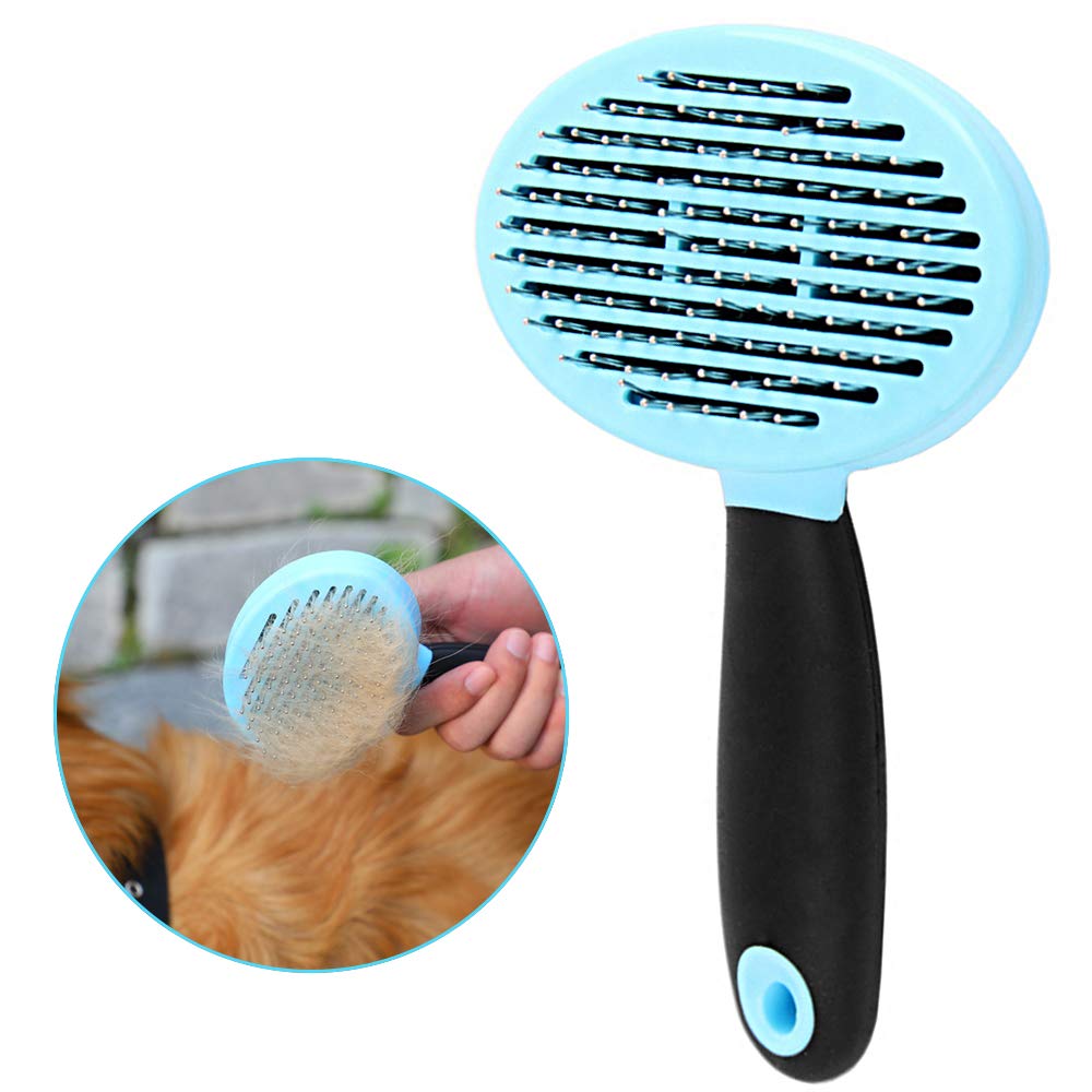 Mua ペットブラシ 猫の櫛 犬用ブラシ Caseeto ペット毛取り 猫 小型犬 中型犬 ブラシ ペット抜け毛クリーナー トリミングブラシ お手入れ用品 毛繕い用 ペットマッサージ用品 ワンプッシュ 便利 扱い簡単 ステンレス針 コンパクト セルフクリーニング ブルー Tren