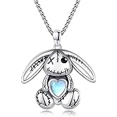REDSUN 925 Sterling Silver Voodoo Doll Pendant Oxidized Gothic Bunny Bear Necklace Heavy Punk Amulet Jewelry Gifts for Women Men Her Lover Valentines Day Gift,with Stainless Steel Chain