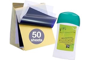 51pcs Tattoo Transfer Paper & Gel Kit, Include 50PCS Stencil Paper + 1 Pro Transfer Gel Complete Tattoo Stencil Gel Supplies 