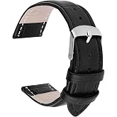 TIESOME Leather Watch Band, Genuine Grain Calfskin Replacement Strap Stainless Steel Buckle Watch Strap for Men Women