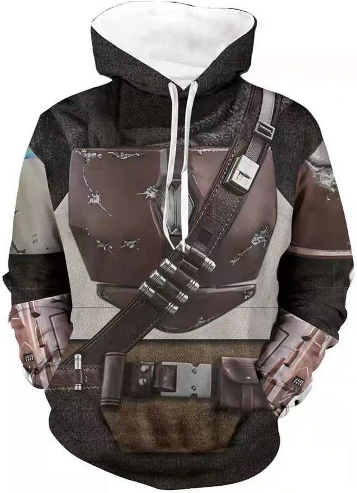 Mandalorian Character Poster Zip Hoodie Men's Lightweight Jacket Hoodie Casual 3D Printed Cosplay Costume Sweatshirt Pullover