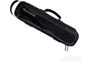 Ranloesa Premium Lightweight Flute Case Cover with Adjustable Shoulder Strap, Waterproof PRO Flute Carrying Bag for 16 & 17 keys, Portable Slim Flute Backpack & Handbag (Black)