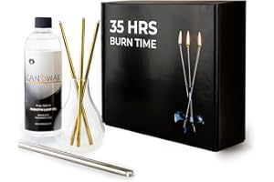 CANDWAX Refillable Candle - Everlasting Glass Oil Candle Gift Set with Lamp Oil Bottle 17oz, Funnel and 2 Sets of Metal Wicks Gold and Silver - Ideal as Decorative Candles