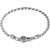Italian Handmade Sterling Silver Mens Bracelets | Solid S925 Chain Bracelets | Men's Silver Bracelet Gift for Dad, Boyfriend, Son, My Man (8.6'' Twisted)