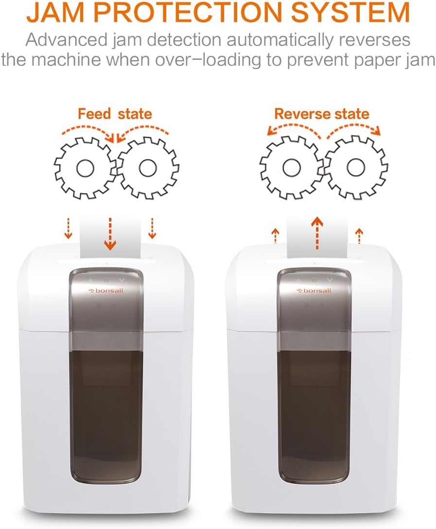 Bonsaii EverShred Pro 3S30 Heavy Duty 18-Sheet Cross-Cut Paper/CD/Credit Card Shredder, 240 Minutes Running Time, 58 dB Low Operation Noise, 7.9 Gallons Pullout Wastebasket with 4 Casters, White : Office Products