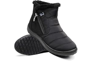 Women Lightweight Snow Boots Winter Anti-Slip Ankle Booties Waterproof Slip on Side Zipper Warm Fur Lined Outdoor Shoes