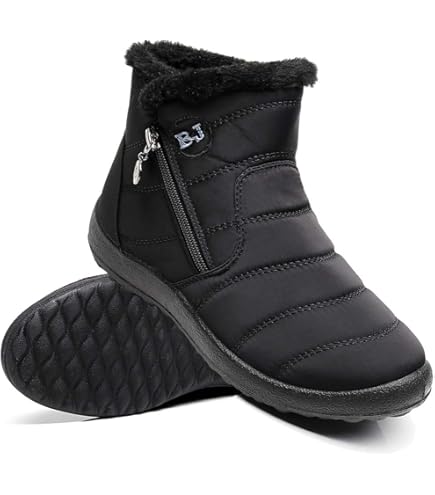 Bottines Orthopédiques Pour Femme Avec Doublure En Fourrure Chaude - Imperméables - Antidérapantes - Pour Femme, Noir/blanc, 8,5