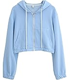 Amazhiyu Women's Cropped Zip up Hoodie with Pockets Cinched Waist Crop Sweatshirt Jacket