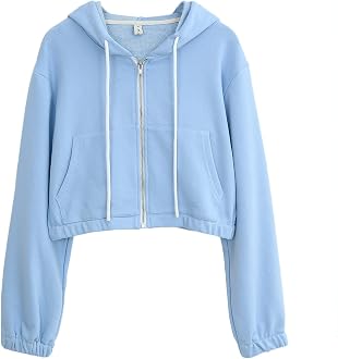 Amazhiyu Women's Cropped Zip up Hoodie 