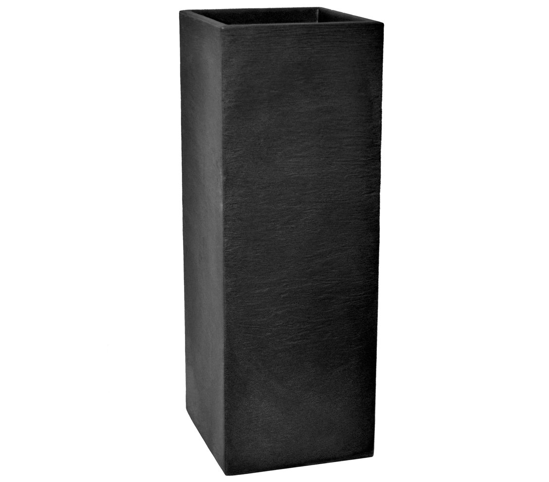 Dehner Palermo Slate Effect Column Plant Pot, 80 x 30 x 30 cm, Plastic, Charcoal Grey
