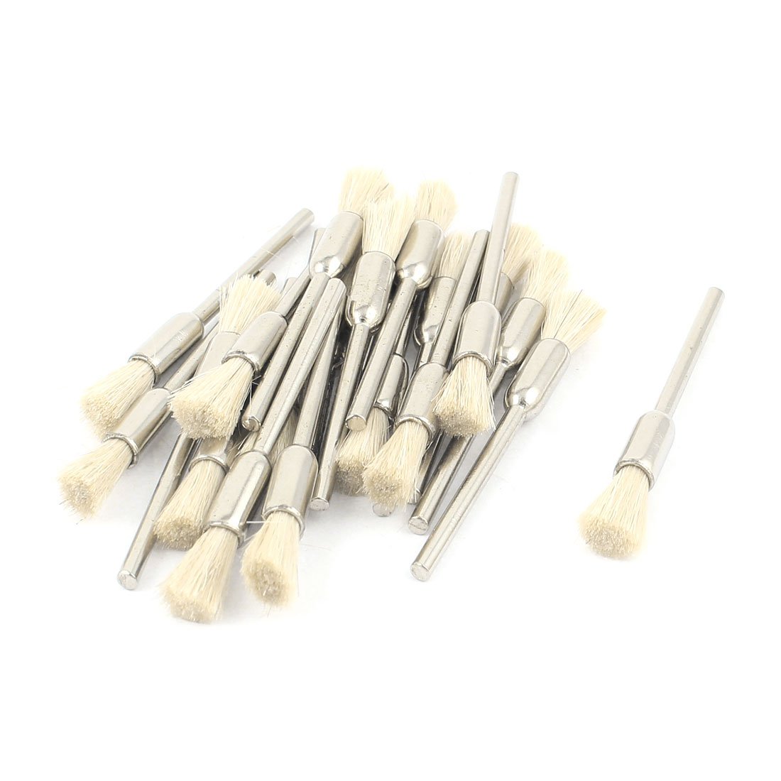 Sourcingmap 22 Pcs 2.3mm Mandrel White Bristle Pen Polishing Brush Rotary Tool