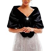 Flimire Women’s Wedding Faux Fur Shawl and Wraps Bridal Faux Fur Stole Cape Winter Fur Scarf for Bride and Bridesmaids