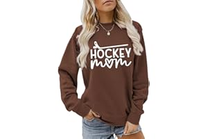 YUEWELUKY Hockey Mom Sweatshirts Shirt for Women Long Sleeve Fall Casual Crewneck Tops Women's Athletic Sweatshirt