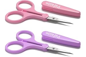 PAFASON Ultra Sharp Detail Scissor Set 2 PC Straight for Scrapbooking Quilting Sewing Knitting Embroidery Cross Stitch Crochet Thread Yarn Paper Fabric Detail Cutting Stainless Steel, Safety Case