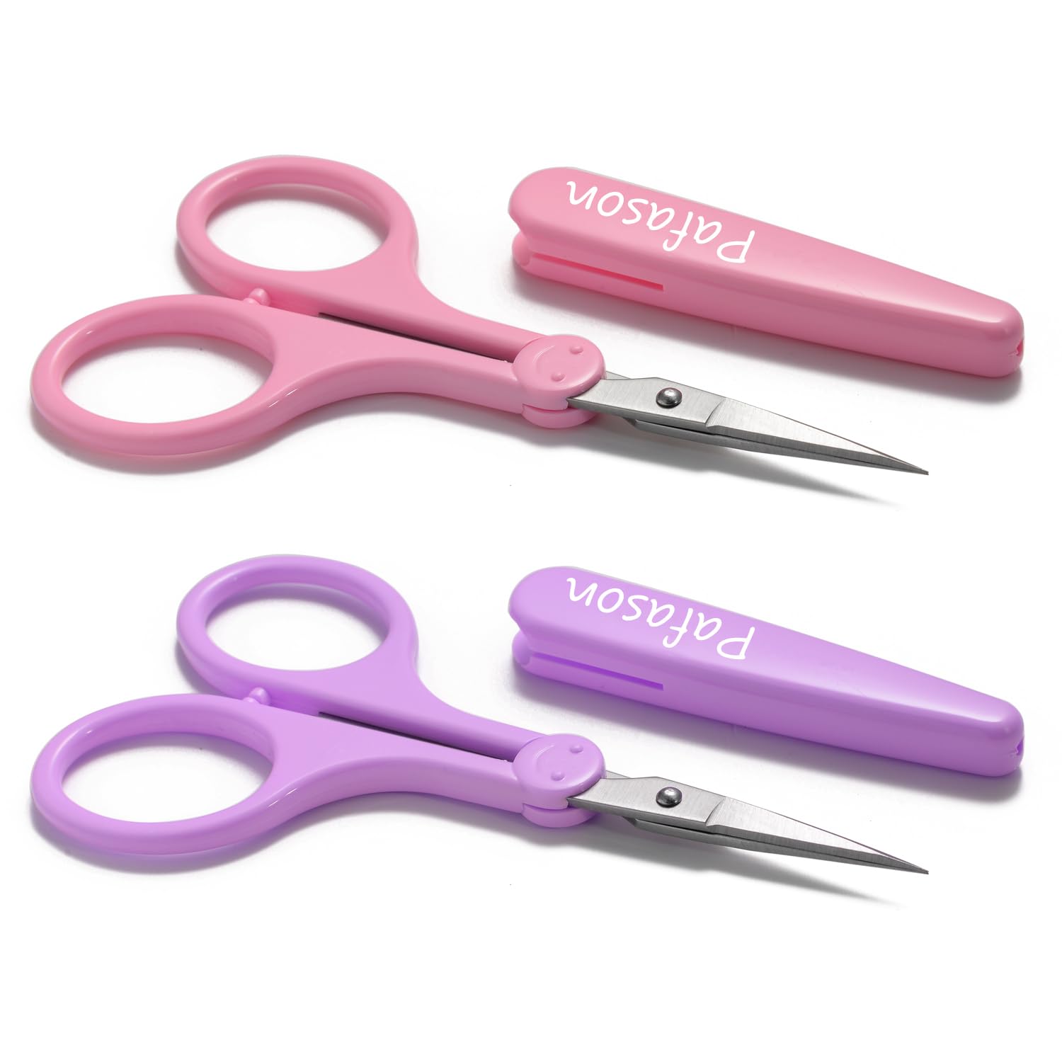 PAFASON Small Travel Craft Scissor Set Straight Precision Tip All Purpose for Scrapbooking Quilting Sewing Knitting Embroidery Cross Stitch Crochet Thread Yarn Paper Fabric Detail Cutting, Safety Case