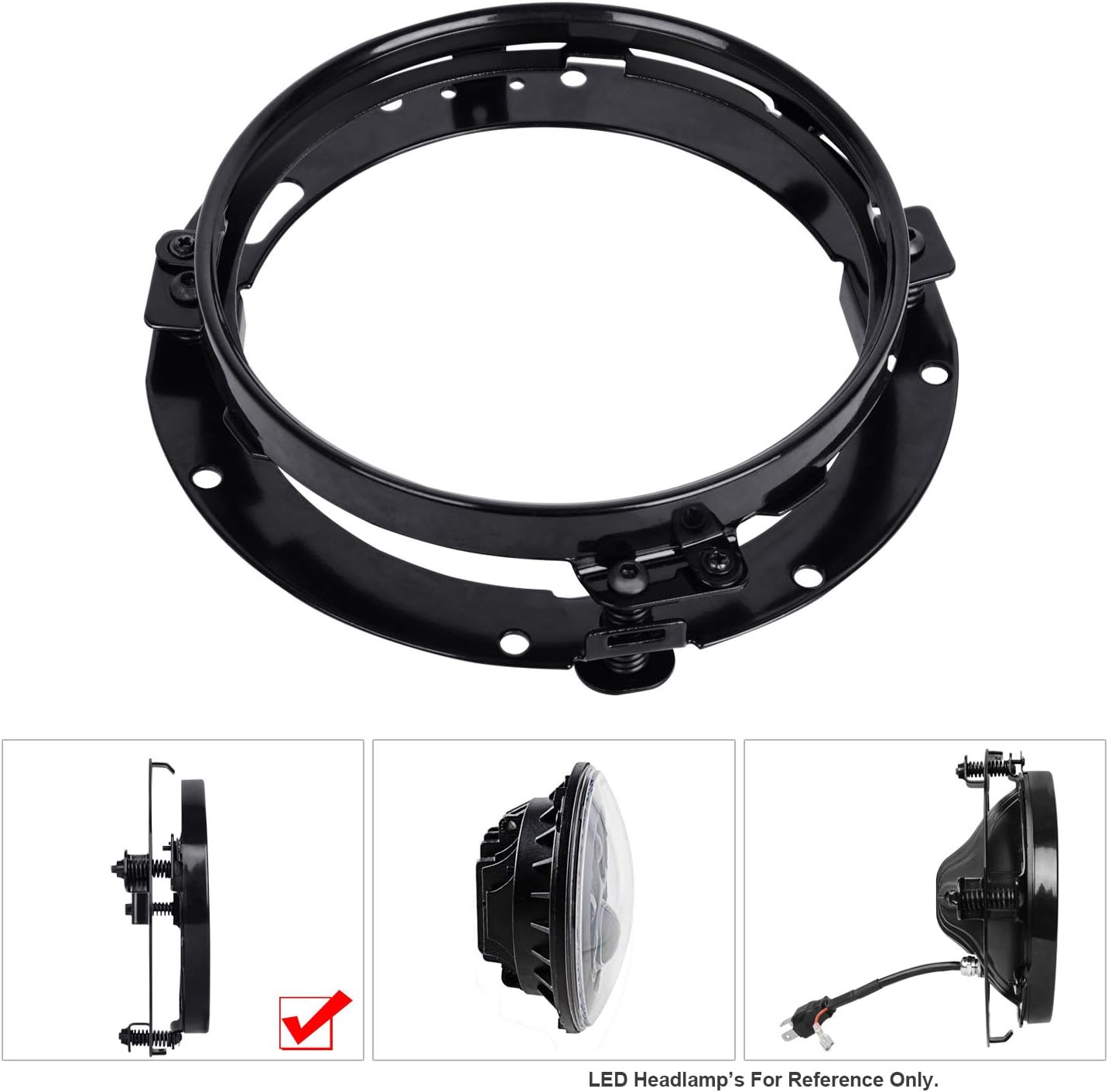 2X 7'' Round LED Headlight Mounting Bracket Ring Fir for Jeep Wrangler JK eBay