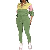 PINSV Women's 2 Piece Outfits Lapel Half Zip Long Sleeve Sweatshirts Sweatpants Tracksuit Casual Sweatsuits