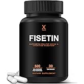 HUMANX Fisetin 500mg - 98% Pure Fisetin Supplement - Powerful Serving Size (Similar to Apigenin, Luteolin, Quercetin) Senolytic Activator - Natural Polypheonols - USA Made, Non-GMO Fisetin Capsules