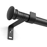 5/8 Inch Black Curtain Rod for Window 16 to 52 Inch, Small Window Curtain Rod With Brackets for Cafe, Windows, Kitchen, Bedroom, Living Room, Sliding Glass Door, Drilling Installation