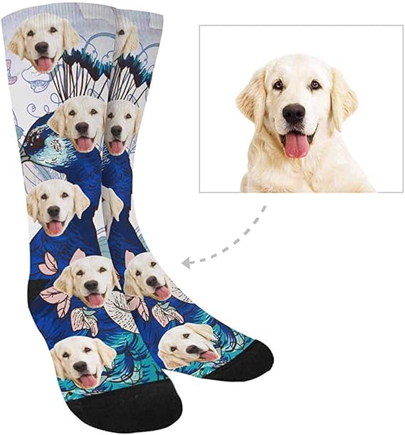Eybfrre Socks Custom Dog Socks Put Your Dog On Socks Floral With Peacock Vintage Crew Socks Unisex Amazon De Bekleidung