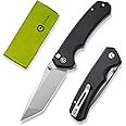 CIVIVI Brazen Folding Knife, Button Lock Pocket Knife with 3.46'' Swedish 14C28N Tanto Blade, Ultra-Grip G10 Handle, Low Profile Clip for EDC C19059C-1 (Black)