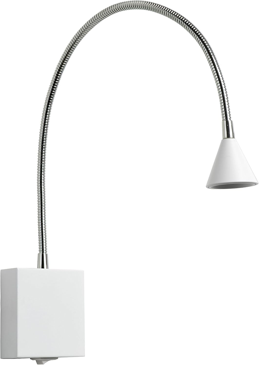 LUCIDE Bedside lamp, Metal, Integrated LED, 3 W, White, Chrome, 8 x 50 x 60 cm - Image 3