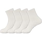 BambooMN Men's Feather Light Fuzzy Socks with No Slip Grips - 4 Pair Value Packs