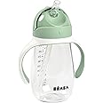 Beaba Straw Sippy Cup, Toddler Baby Straw Cup with Removable Handles, Leak and Spill Proof, BPA Phthalate Free, 8+ Months, 10 oz, (Sage)