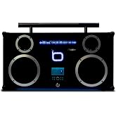 Bumpboxx Freestyle Pro Retro Boombox Bluetooth Speaker, Up to 16-hour Play Time, Deep Bass, Large Bluetooth Boombox Speaker with 3.5" LCD Display, 2 Wireless Rechargeable Microphones, Black