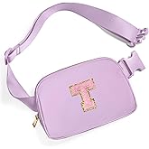 Gitus Initial Belt Bag Fanny Pack Crossbody Bag for Girls Birthday Gifts Age 8-10 Teen Girl Gifts Trend Stuff Personalized Letter Gifts for Daughter Sister (Lavender-T)