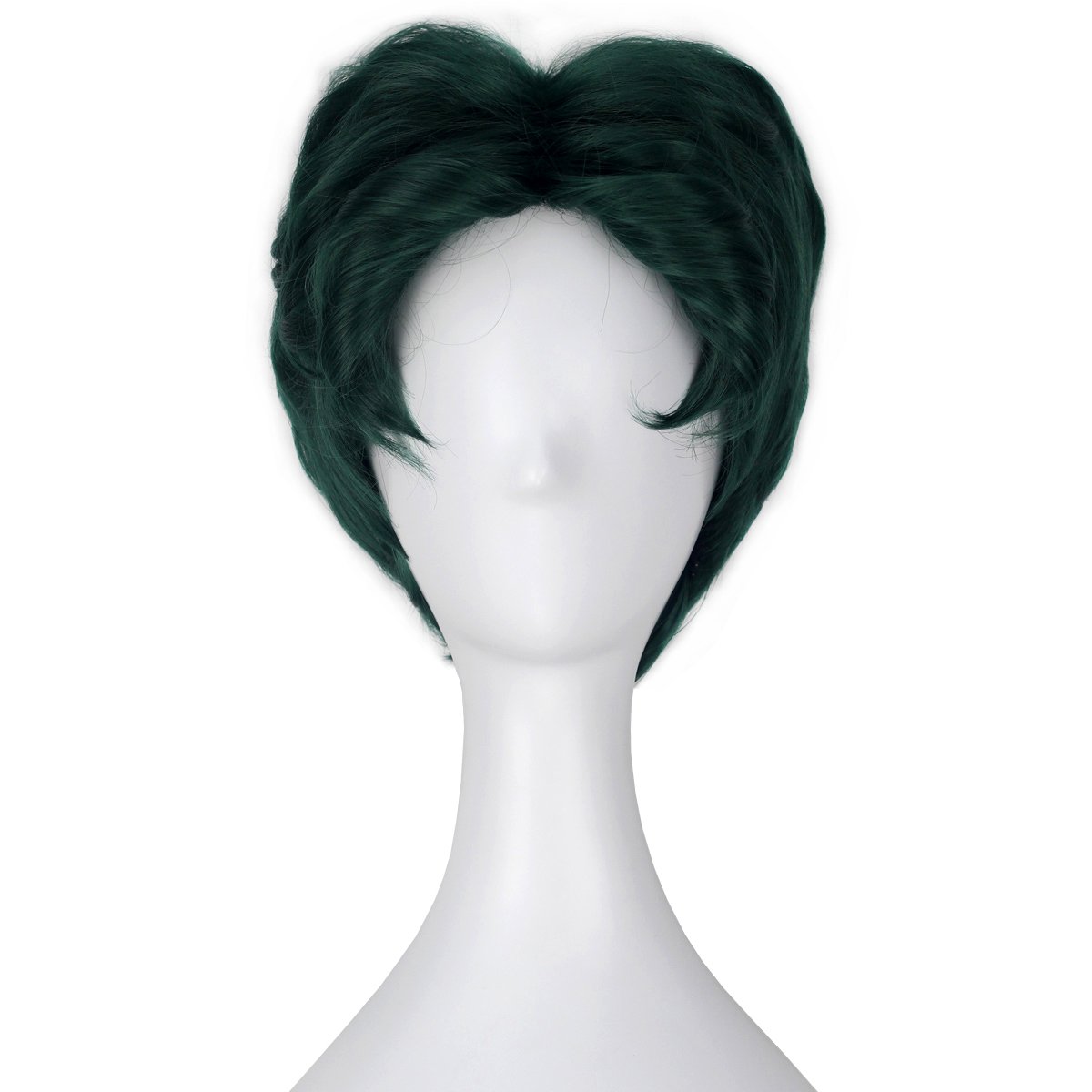 Miss U Hair Men Short Fluffy Wavy Green Hair Halloween Cosplay