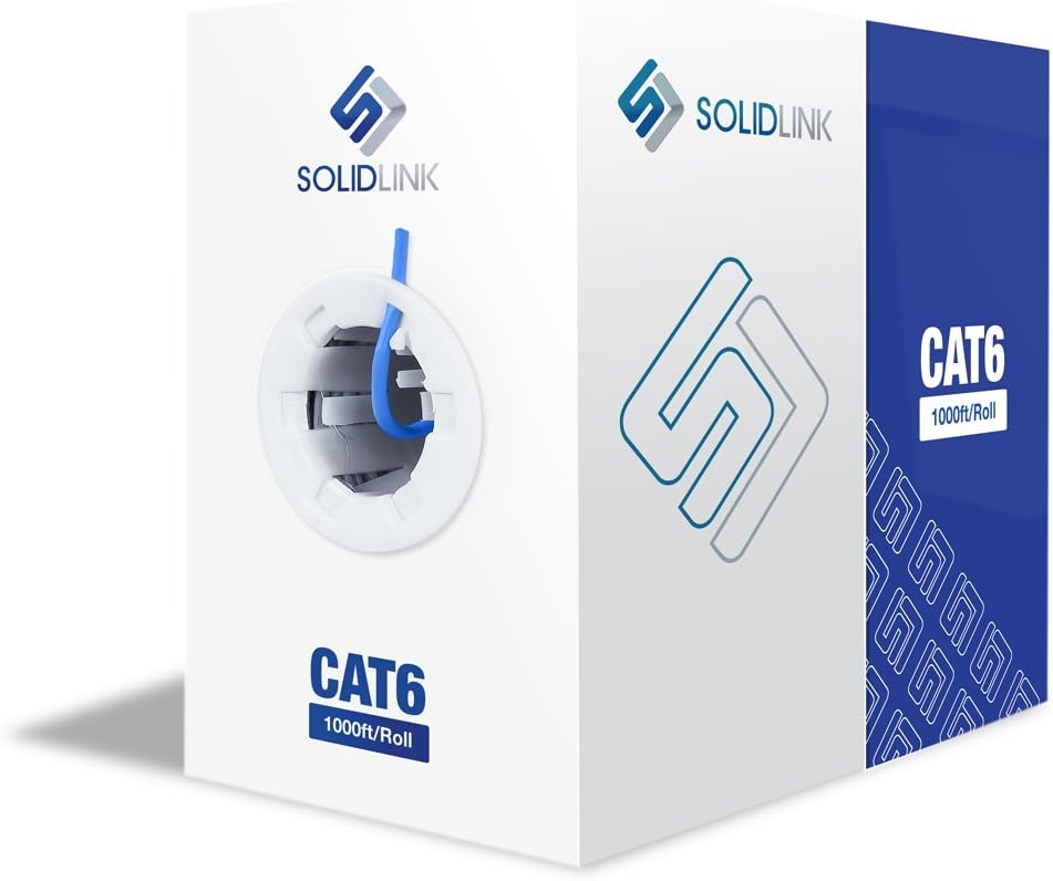SolidLink 1000ft CAT6 4/UTP Solid Cable 23AWG LAN Network Ethernet RJ45 Wire (Blue)