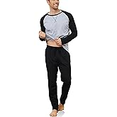Reliwel Mens Pajamas Set Cotton Pjs for Men Sleepwear Long Sleeve & Pajama Pants Soft 2 Piece Sets with Pockets