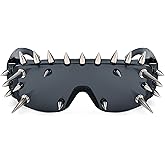 Dollger Goth Punk Rock Sunglasses With Long Spike, Gothic Steampunk Alt Rockstar Accessories, Y2k Cosplay Unique Glasses for Women and Men