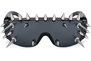 Dollger Goth Punk Rock Sunglasses With Long Spike, Gothic Steampunk Alt Rockstar Accessories, Y2k Cosplay Unique Glasses for Women and Men
