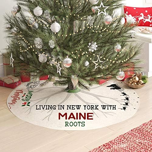 Mother And Me Christmas Tree Skirt 44 Inches - Living In New York With Maine Roots - Long Distance Christmas Decorations Indoor Outdoor, Xmas Party Holiday Ornaments Home & Kitchen
