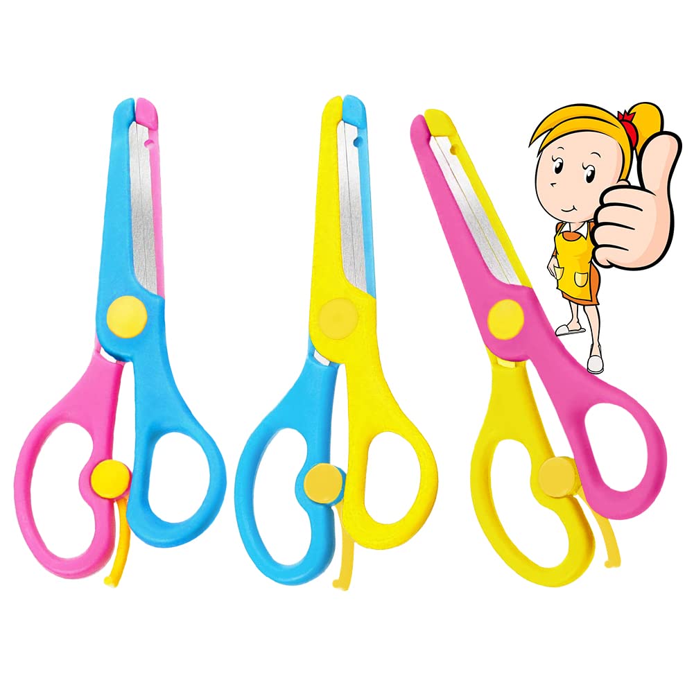 NOCHME 3 Pack Preschool Toddler Children Arts and Crafts Training Safety Plastic Scissors