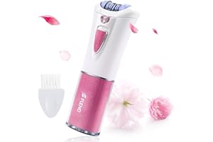 BUBBACARE Mini Epilator, Facial Hair Remover for Women, Full Body Smooth Glide Epilator, Portable Electric Lady Shaver for Face, Armpits, Arms, Bikini, and Legs, with 9-Tweezers with LED for Precision
