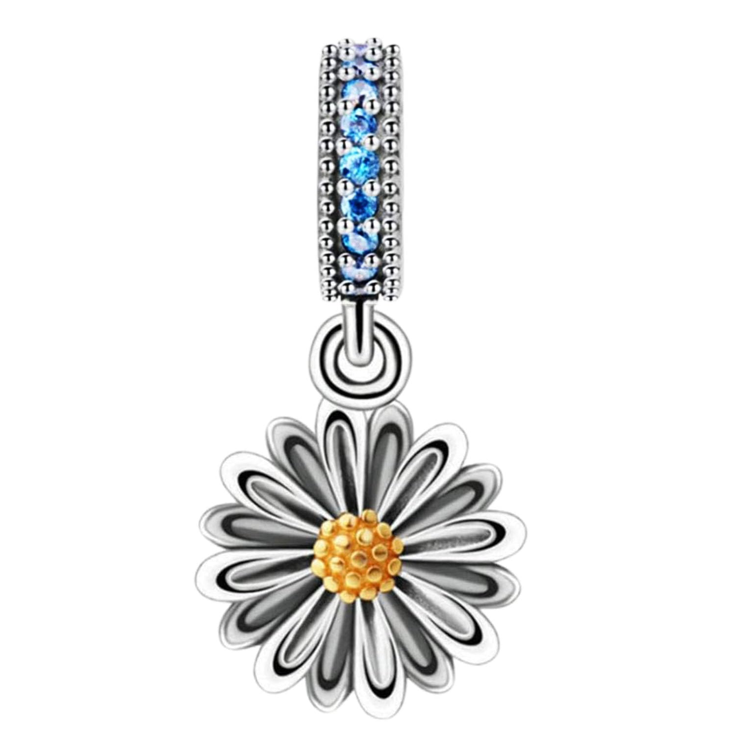 925 Sterling Silver Sunflower Charm Flower Charm Love Charm Anniversary Charm for Pandora Charm Bracelet