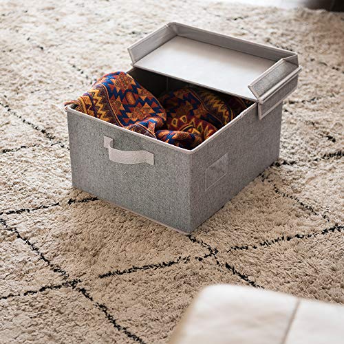 StorageWorks Storage Baskets with Lid and Handles, Decorative Closet