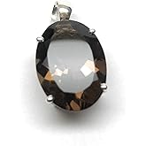 Natural Rocks by Kala Genuine 12ct Smoky Topaz 925 Solid Sterling Silver Pendant 30mm