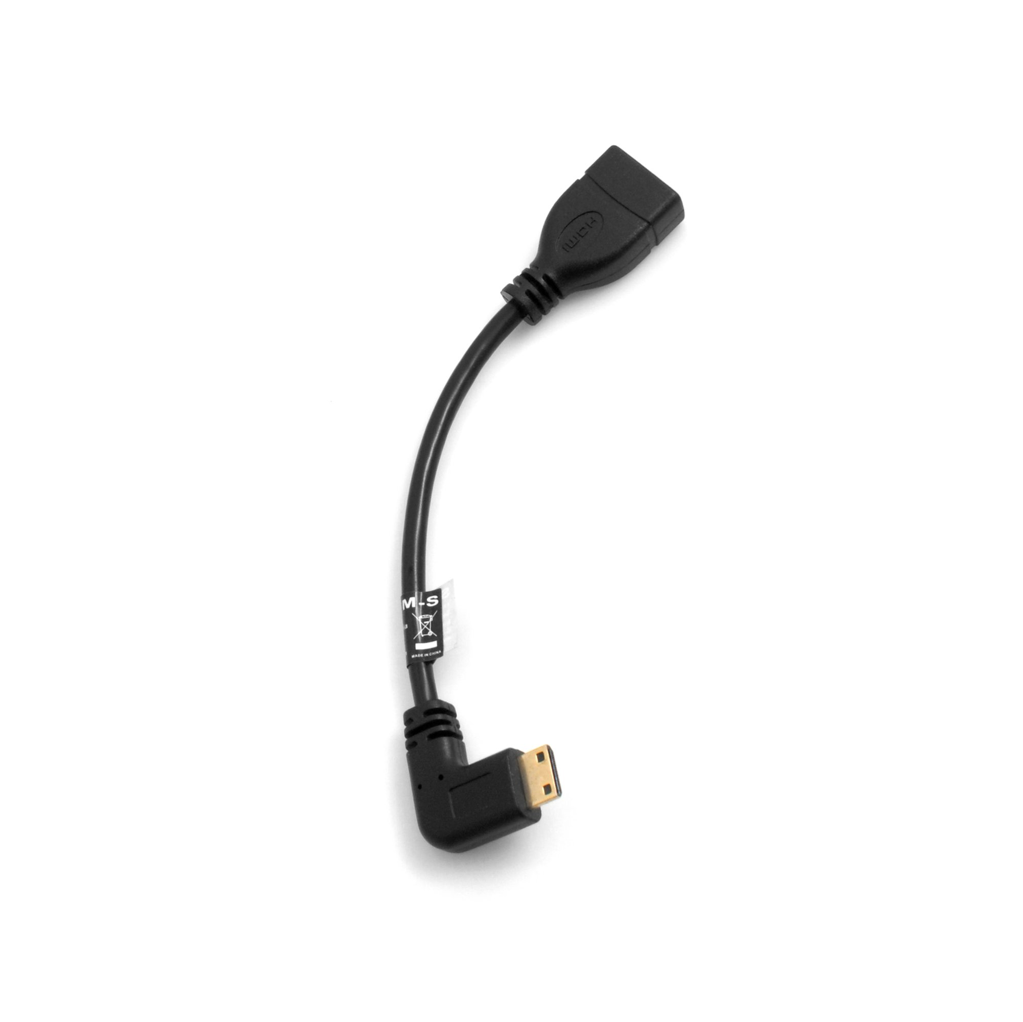 System-S Mini HDMI Male 90° Degree Right Angled to Standard HDMI Female Input Cable 16 cm